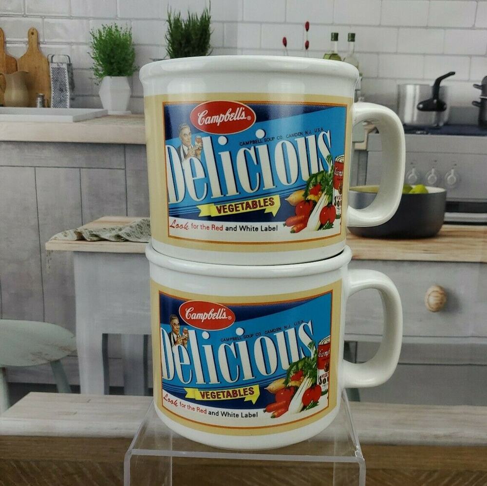 Campbell Soup Bowl Delicious Vegetables Sweetened by the Sun 2005 Mugs Lot Of 2